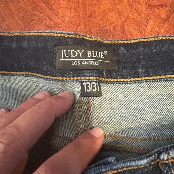 Judy Blue Hi Rise Skinny Jeans Womens 13/31 JB82253 Dark Wash Stretch Whiskered - Picture 4 of 9